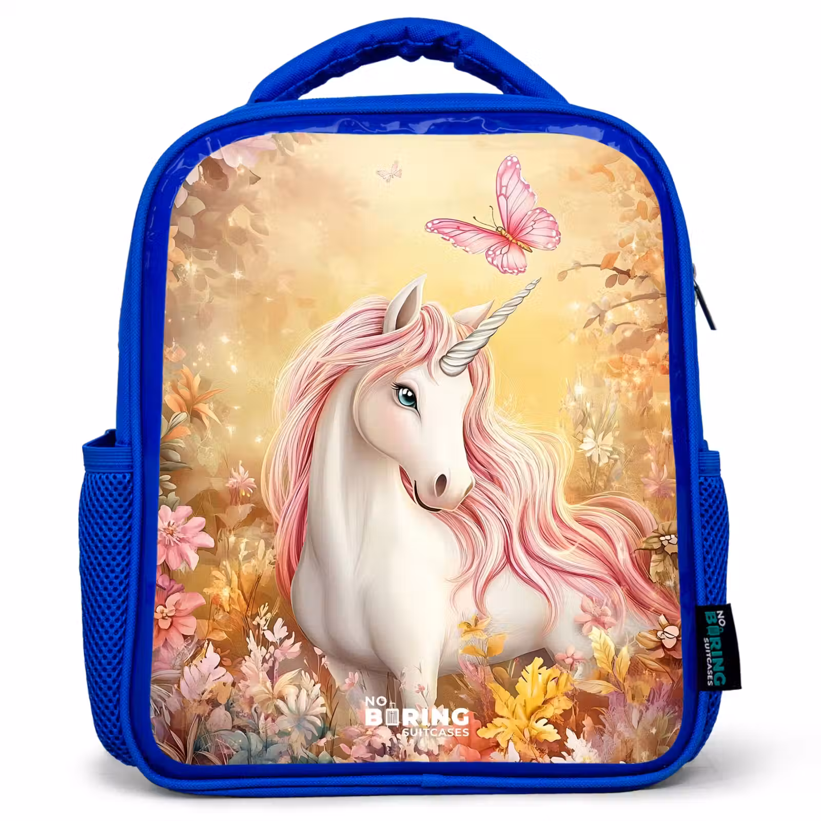 Kinderrucksack - Blau - Einhorn - Schmetterling - Rosa - Mähne — 1