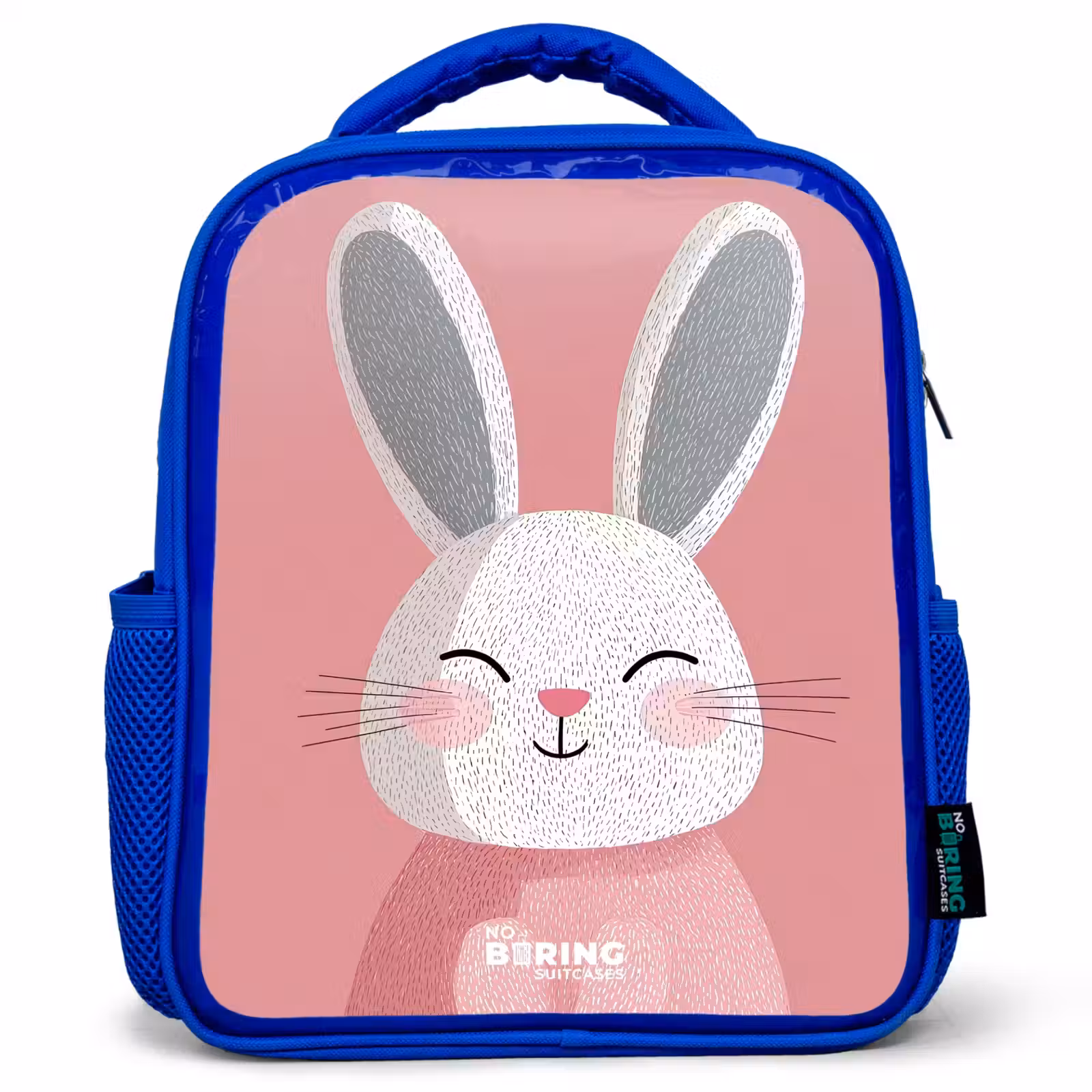Kinderrucksack - Blau - Rosa - Kaninchen - Lächeln - Illustration — 1