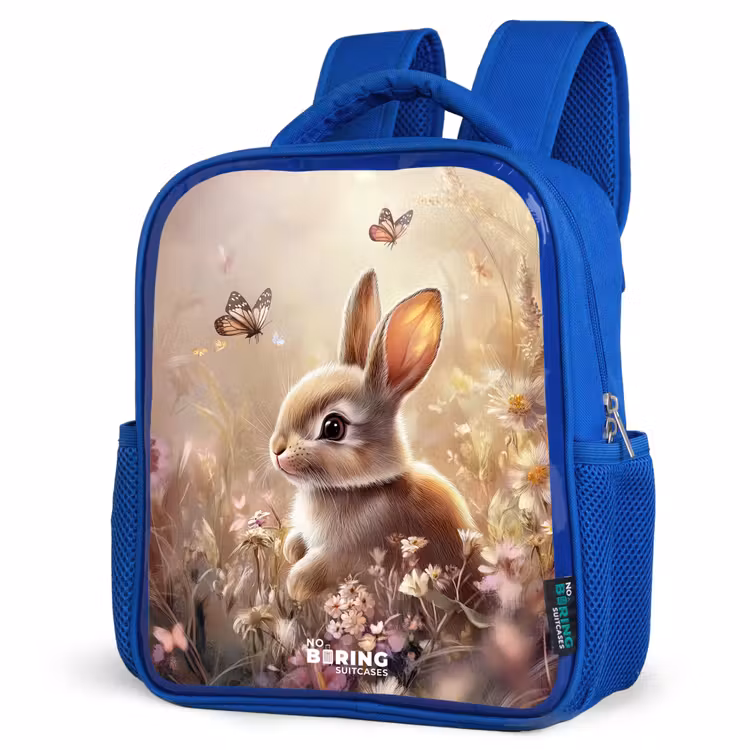 Kinderrucksack - Blau - Blumen - Braun - Hase - Schmetterling — 7