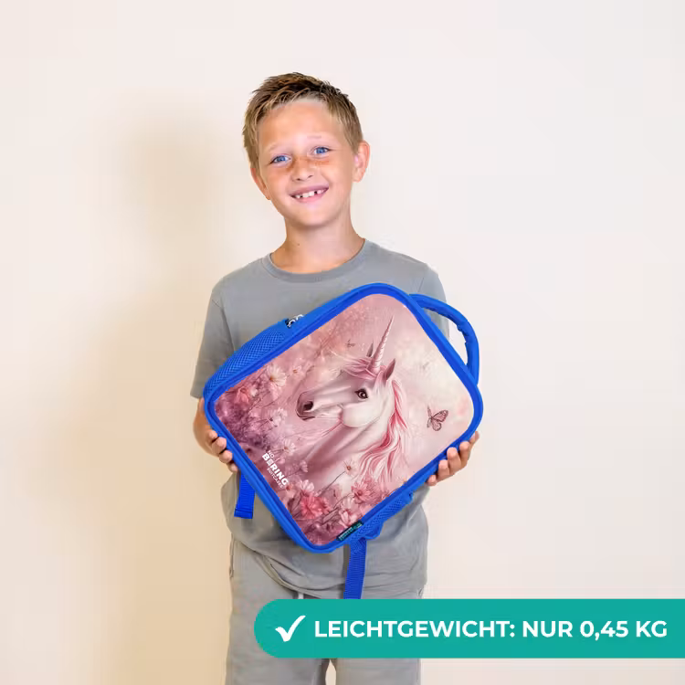 Kinderrucksack - Blau - Einhorn - Rosa - Schmetterlinge - Blumen — 4