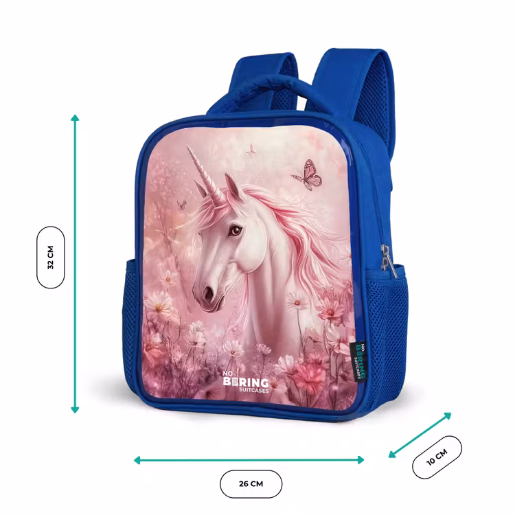 Kinderrucksack - Blau - Einhorn - Rosa - Schmetterlinge - Blumen — 6