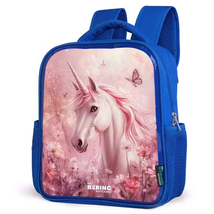 Kinderrucksack - Blau - Einhorn - Rosa - Schmetterlinge - Blumen — 7