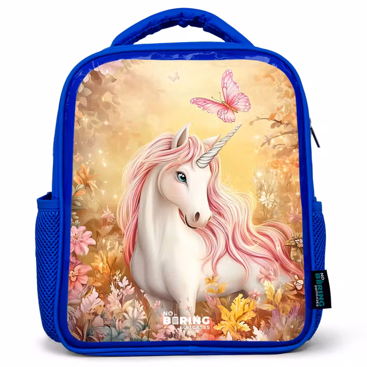 Kinderrucksack - Blau - Einhorn - Schmetterling - Rosa - Mähne — 1