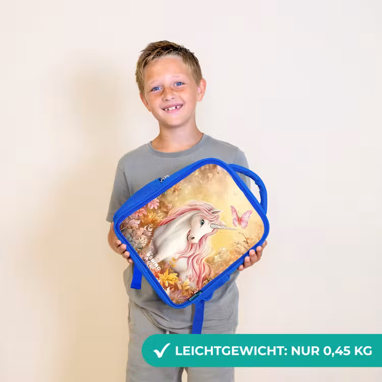 Kinderrucksack - Blau - Einhorn - Schmetterling - Rosa - Mähne — 4