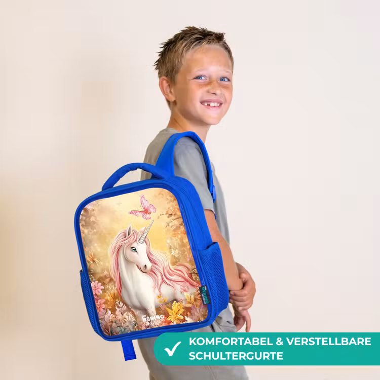 Kinderrucksack - Blau - Einhorn - Schmetterling - Rosa - Mähne — 5