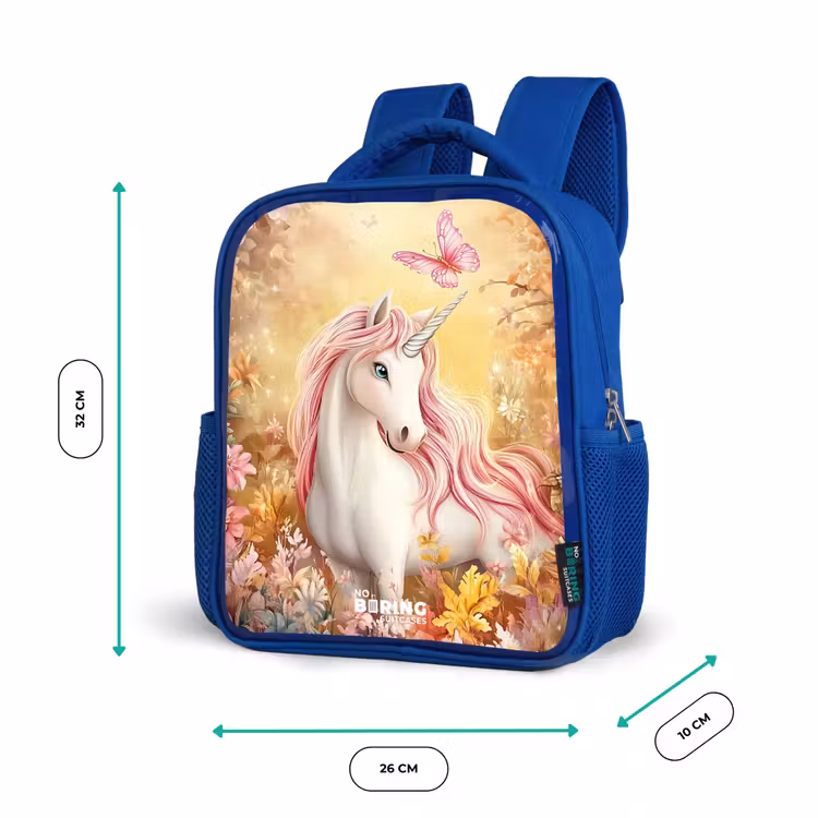 Kinderrucksack - Blau - Einhorn - Schmetterling - Rosa - Mähne — 6