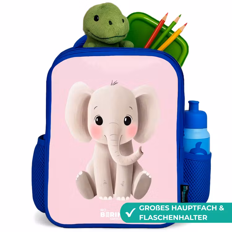 Kinderrucksack - Blau - Elefant - Baby - Erröten - Illustration — 3