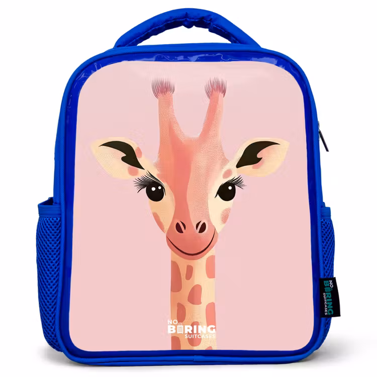 Kinderrucksack - Blau - Giraffe - Wimpern - Minimalistisch - Rosa — 1