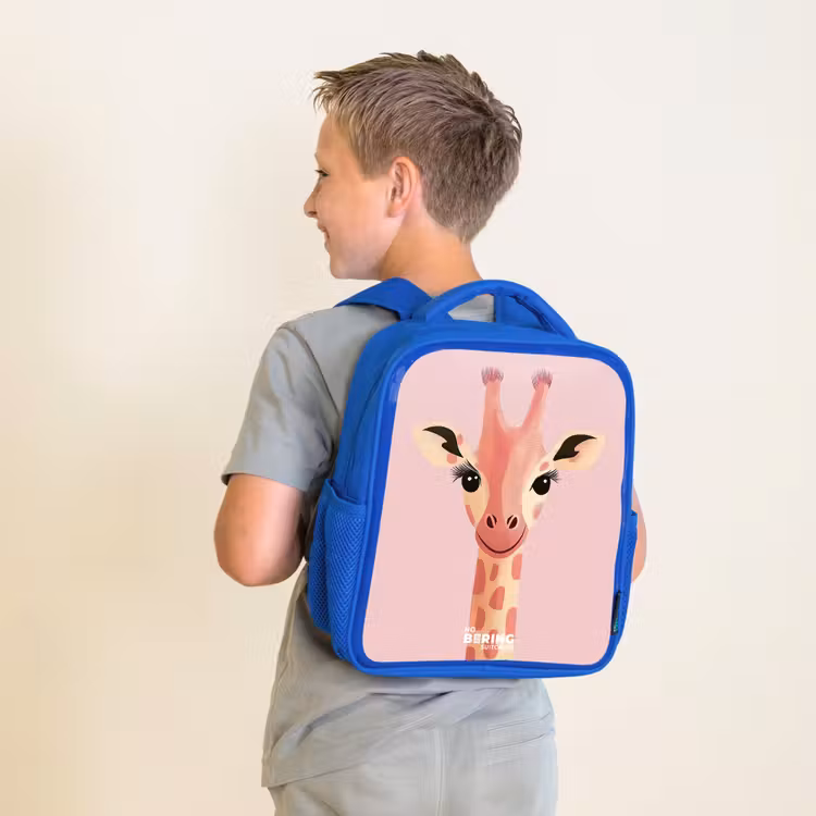 Kinderrucksack - Blau - Giraffe - Wimpern - Minimalistisch - Rosa — 2