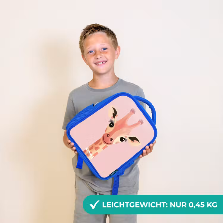 Kinderrucksack - Blau - Giraffe - Wimpern - Minimalistisch - Rosa — 4