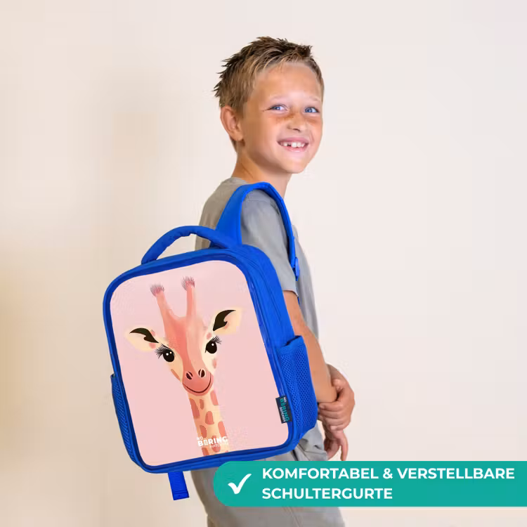 Kinderrucksack - Blau - Giraffe - Wimpern - Minimalistisch - Rosa — 5