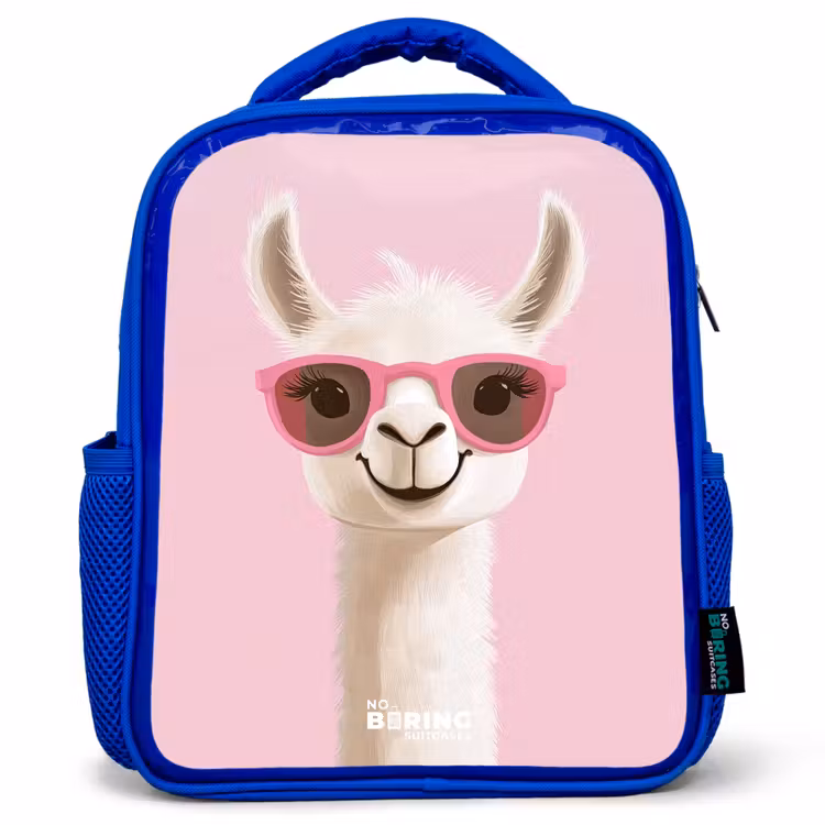 Kinderrucksack - Blau - Lama - Weiß - Sonnenbrille - Wimpern — 1