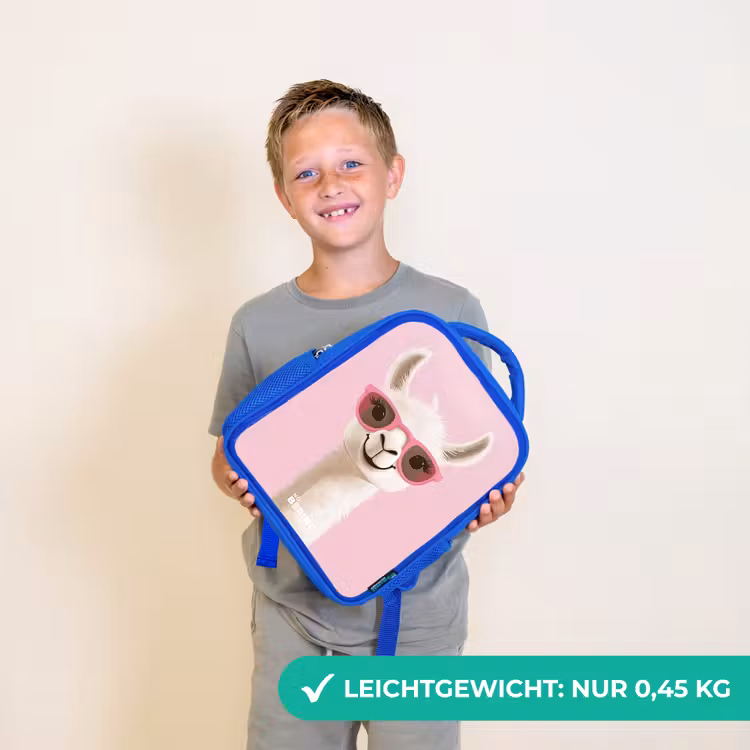 Kinderrucksack - Blau - Lama - Weiß - Sonnenbrille - Wimpern — 4