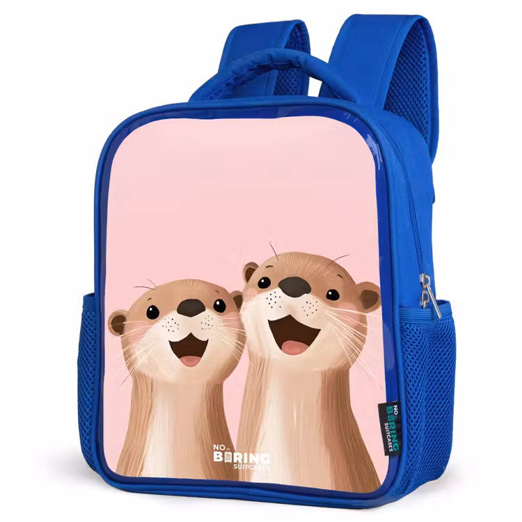Kinderrucksack - Blau - Otter - Lächeln - Rosa - Illustration — 7