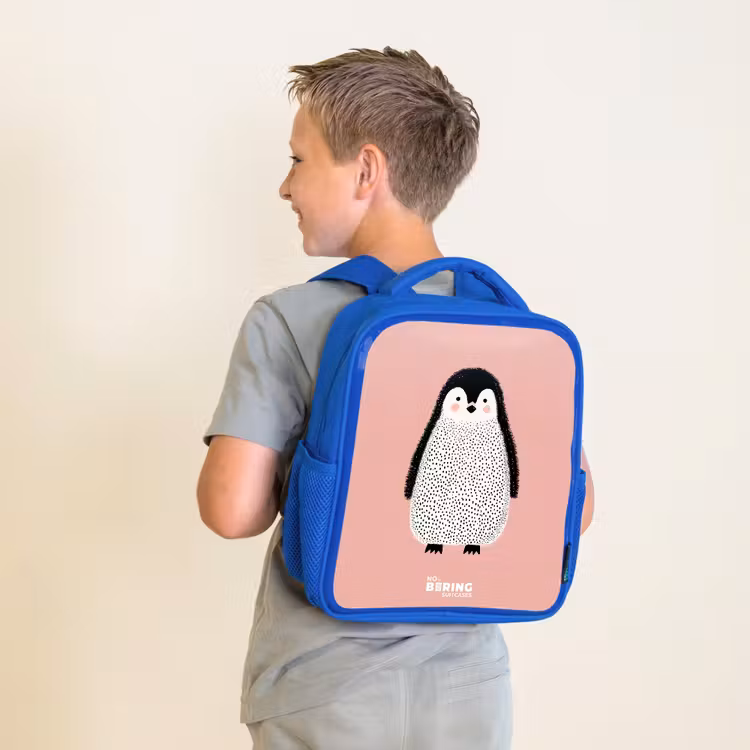 Kinderrucksack - Blau - Pinguin - Punkte - Rosa - Minimalistisch — 2