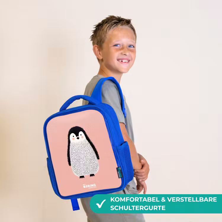 Kinderrucksack - Blau - Pinguin - Punkte - Rosa - Minimalistisch — 5