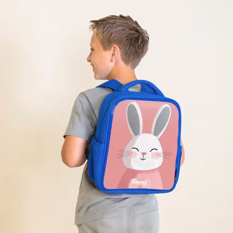 Kinderrucksack - Blau - Rosa - Kaninchen - Lächeln - Illustration — 2