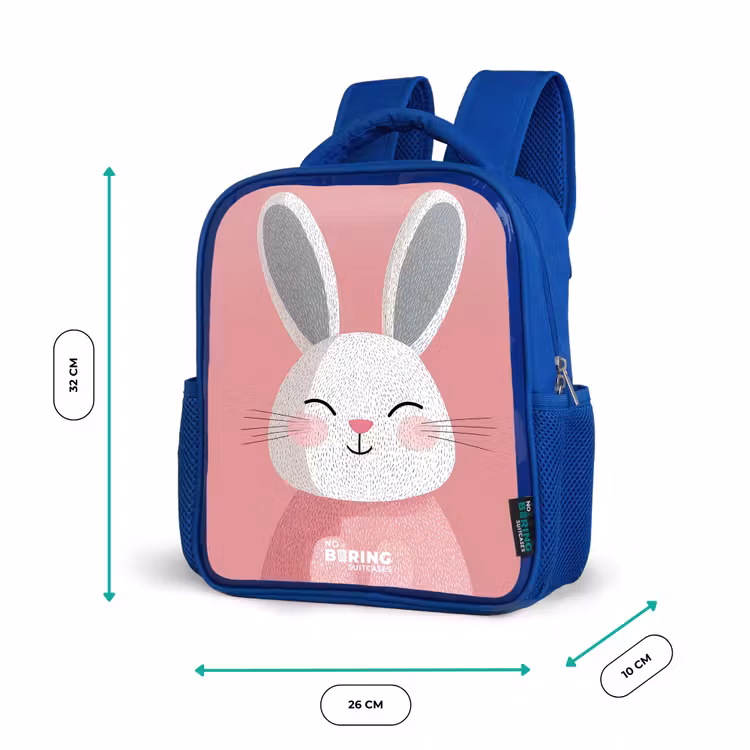 Kinderrucksack - Blau - Rosa - Kaninchen - Lächeln - Illustration — 6