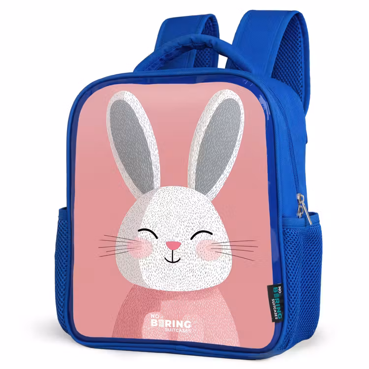 Kinderrucksack - Blau - Rosa - Kaninchen - Lächeln - Illustration — 7