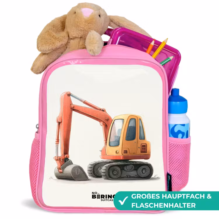 Kinderrucksack - Rosa - Bagger - Signiert - Orange — 3