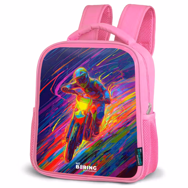 Kinderrucksack - Rosa - Crossrad - Neonfarben - Linien - Helm — 4