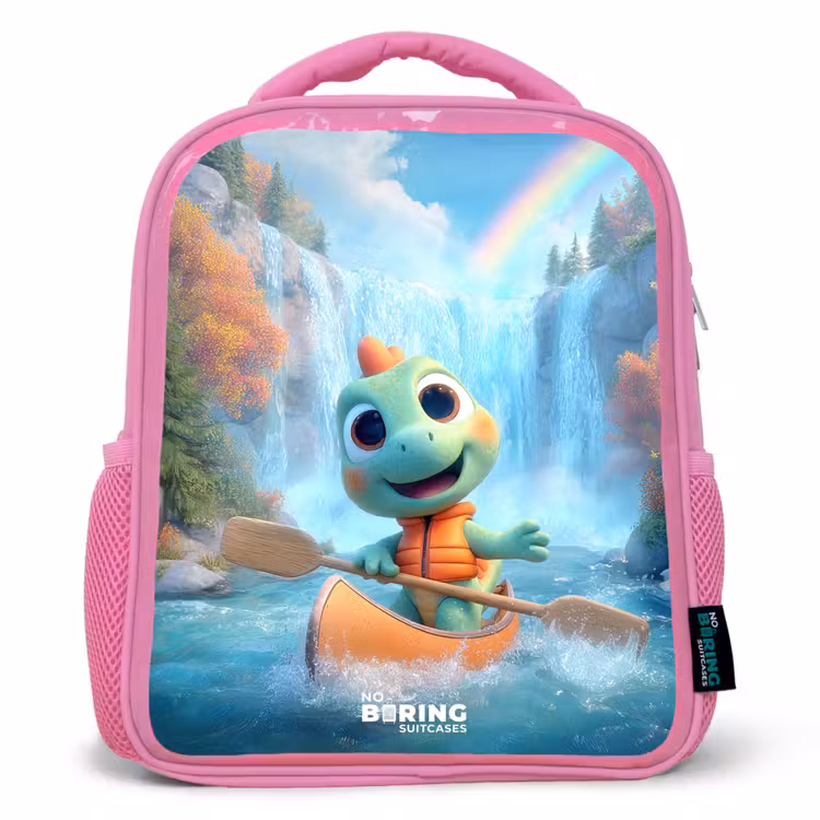 Kinderrucksack - Rosa - Dino - Natur - Wasserfall — 1