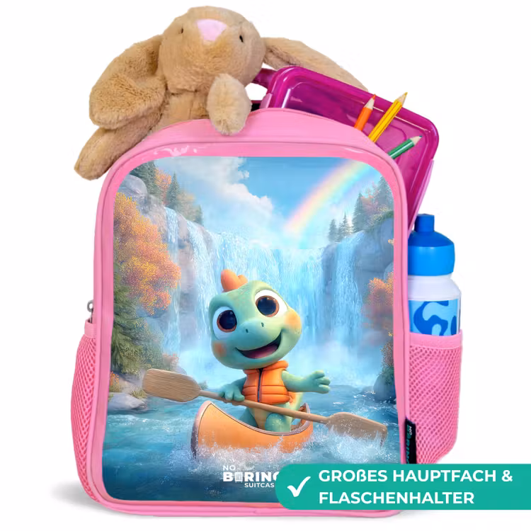 Kinderrucksack - Rosa - Dino - Natur - Wasserfall — 3