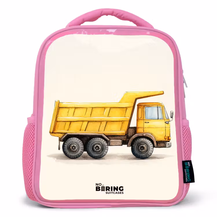 Kinderrucksack - Rosa - Muldenkipper - Signiert - Gelb — 1