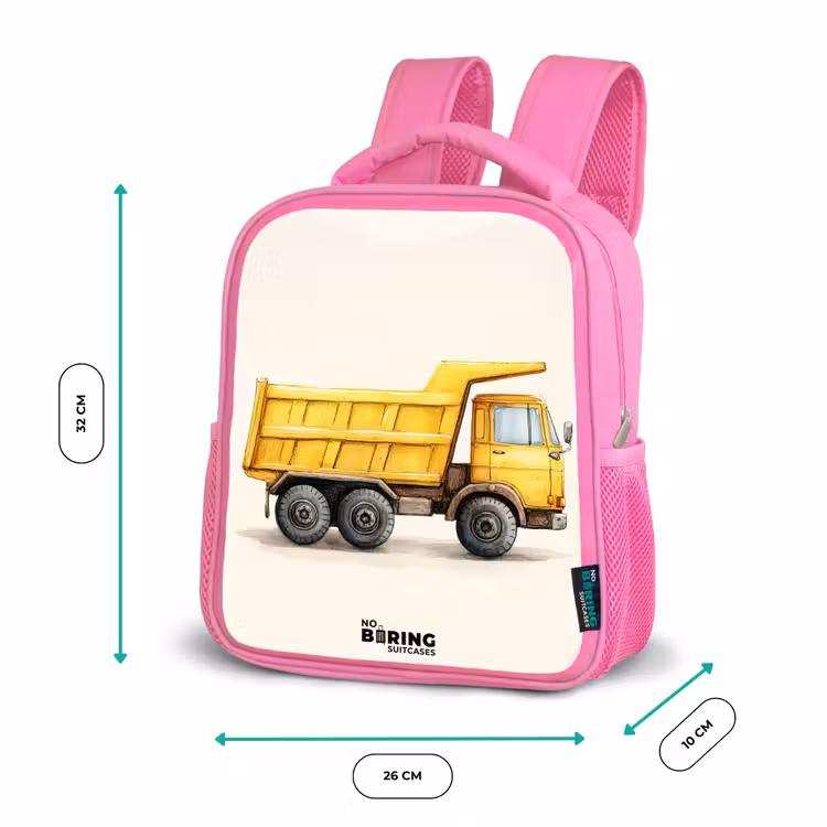Kinderrucksack - Rosa - Muldenkipper - Signiert - Gelb — 2