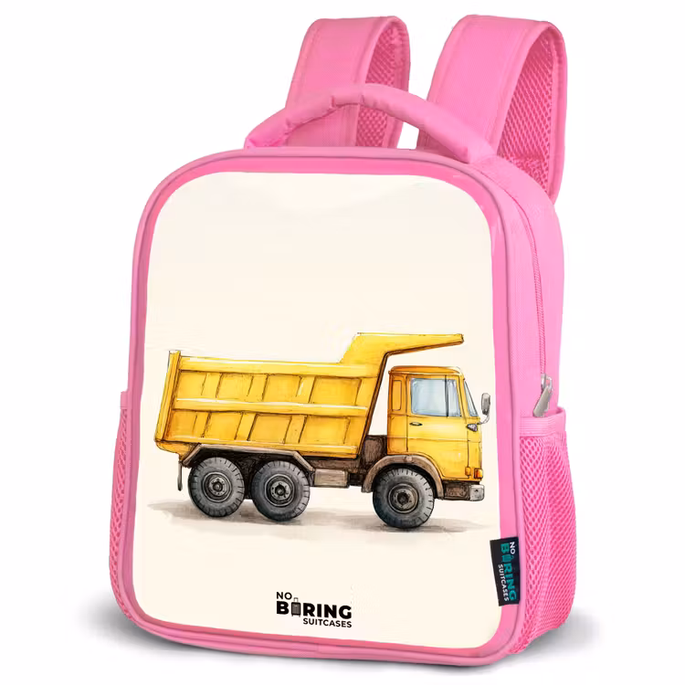 Kinderrucksack - Rosa - Muldenkipper - Signiert - Gelb — 4