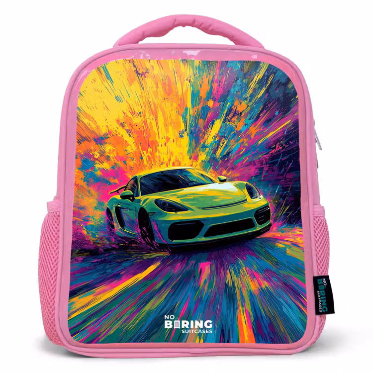 Kinderrucksack - Rosa - Sportwagen - Explosion - Farbenfroh - Lackstreifen — 1