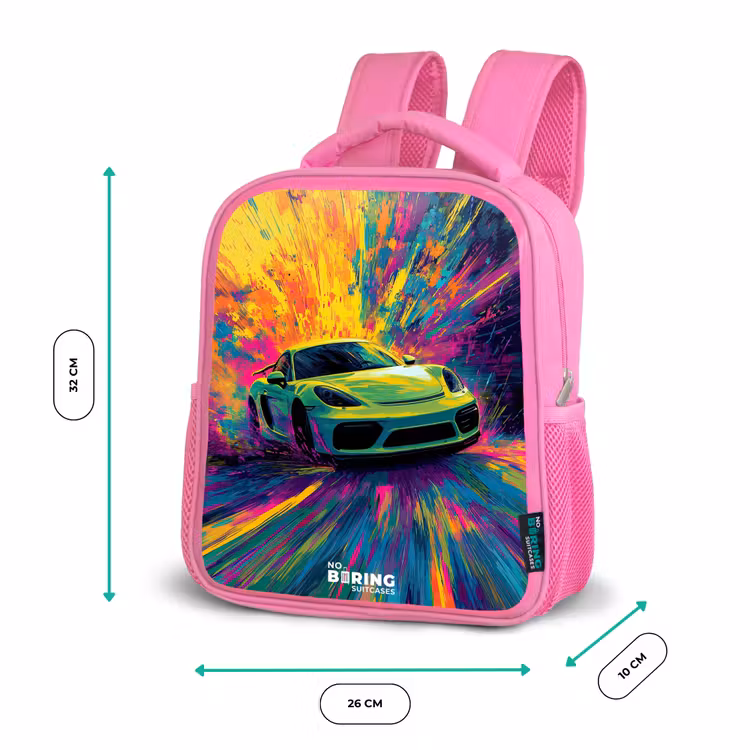 Kinderrucksack - Rosa - Sportwagen - Explosion - Farbenfroh - Lackstreifen — 2