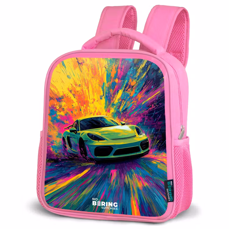 Kinderrucksack - Rosa - Sportwagen - Explosion - Farbenfroh - Lackstreifen — 4