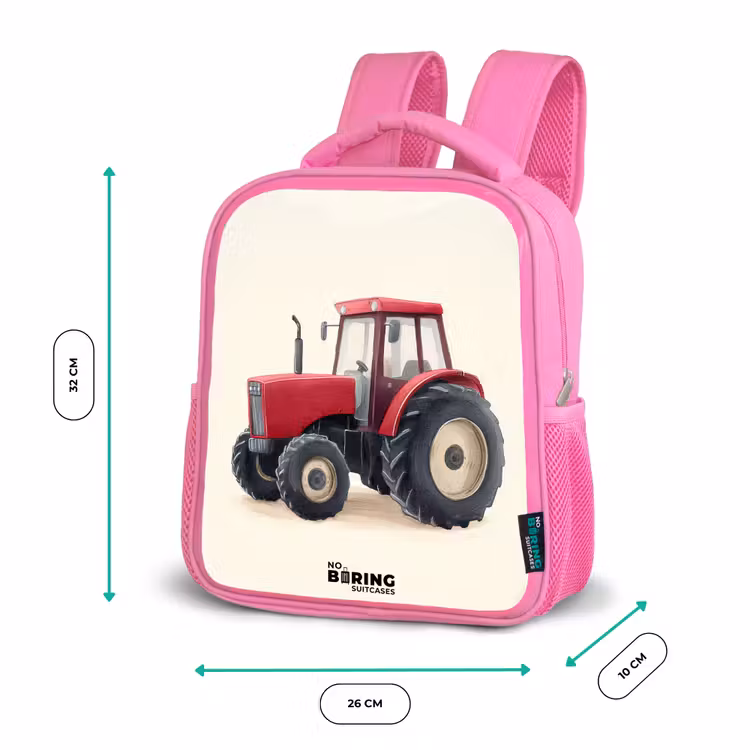 Kinderrucksack - Rosa - Traktor - Signiert - Rot — 2