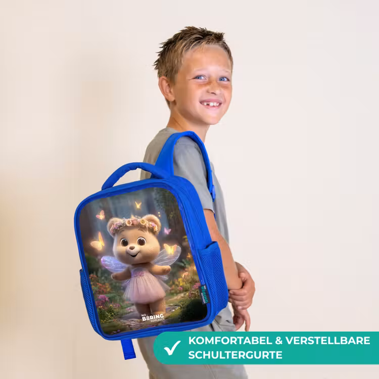 Kinderrucksack - Blau - Bär - Schmetterlinge - Wald - Fee — 5