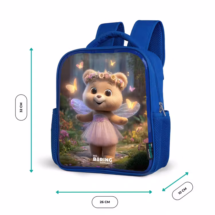 Kinderrucksack - Blau - Bär - Schmetterlinge - Wald - Fee — 6