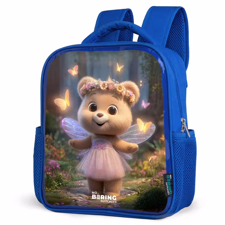 Kinderrucksack - Blau - Bär - Schmetterlinge - Wald - Fee — 7