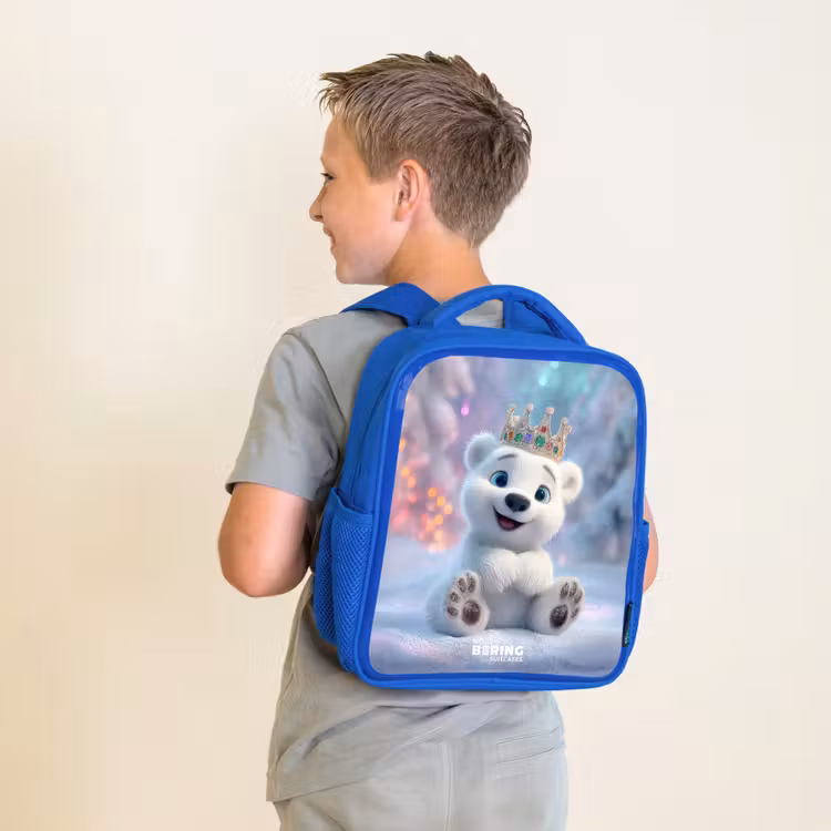 Kinderrucksack - Blau - Eisbär - Krone - Winter — 2
