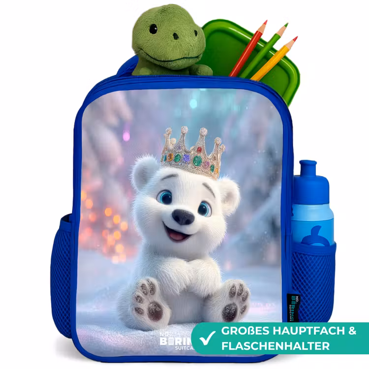 Kinderrucksack - Blau - Eisbär - Krone - Winter — 3