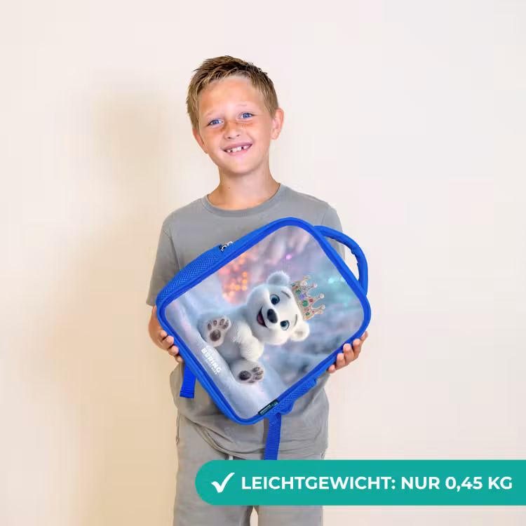 Kinderrucksack - Blau - Eisbär - Krone - Winter — 4