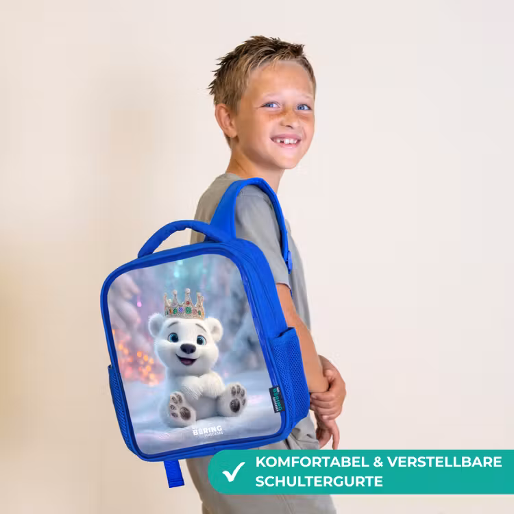 Kinderrucksack - Blau - Eisbär - Krone - Winter — 5