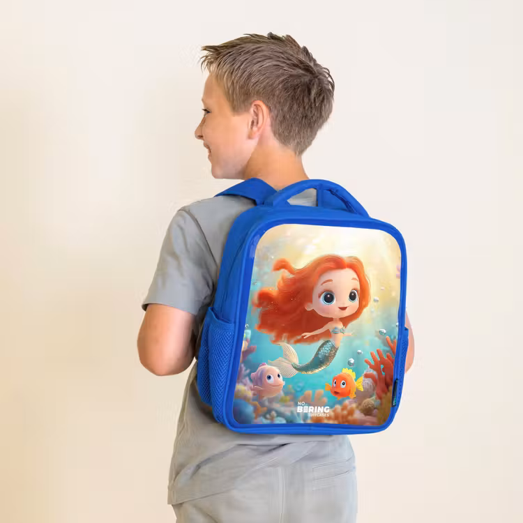 Kinderrucksack - Blau - Meerjungfrau - Fisch - Koralle — 2