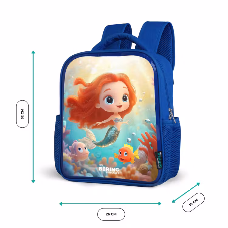 Kinderrucksack - Blau - Meerjungfrau - Fisch - Koralle — 6