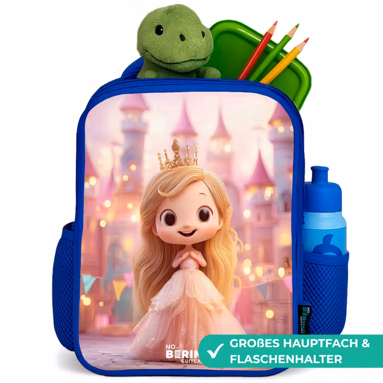 Kinderrucksack - Blau - Prinzessin - Rosa - Schloss — 3