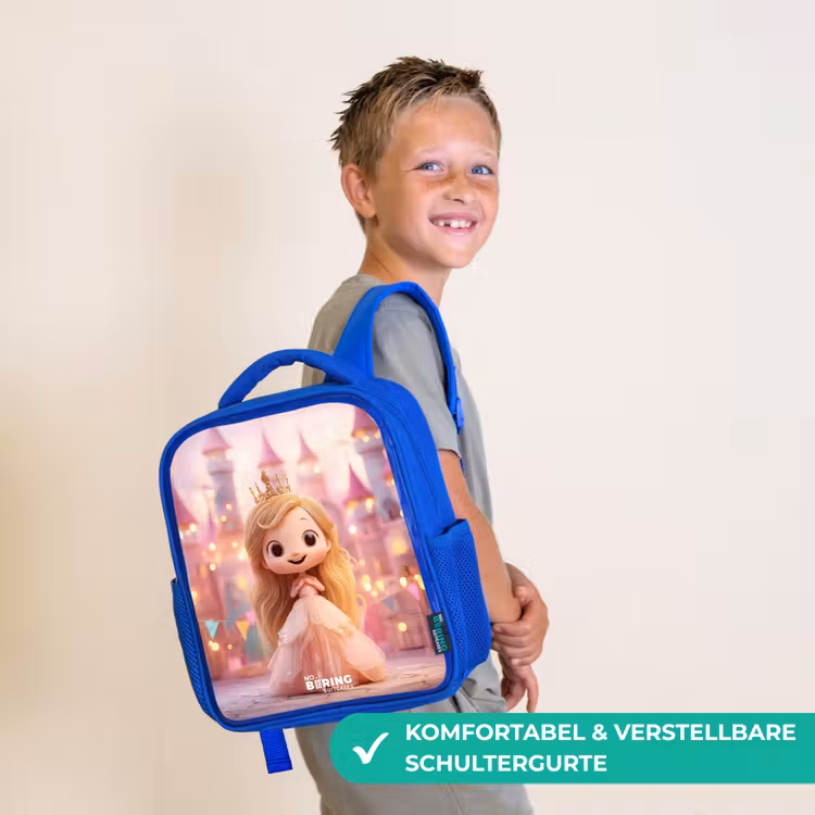 Kinderrucksack - Blau - Prinzessin - Rosa - Schloss — 5