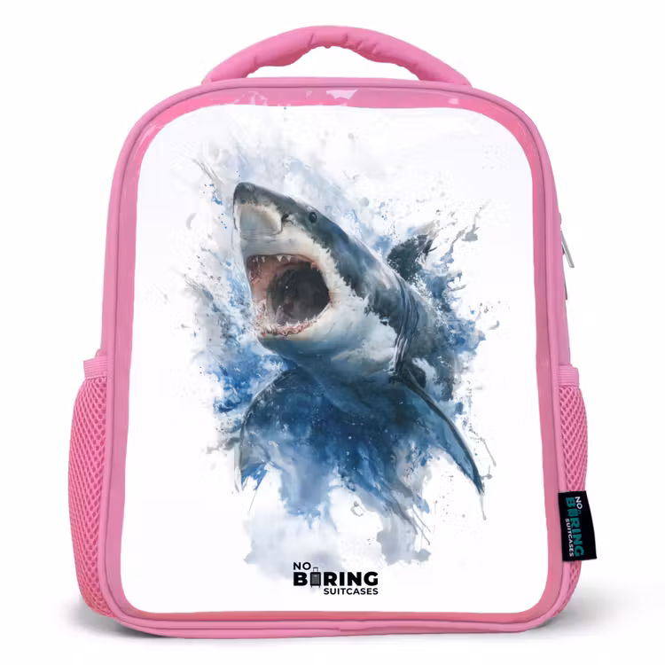 Kinderrucksack - Rosa - Aanvallende haai in waterverf — 1