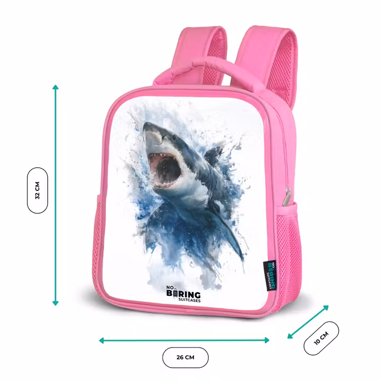 Kinderrucksack - Rosa - Aanvallende haai in waterverf — 2