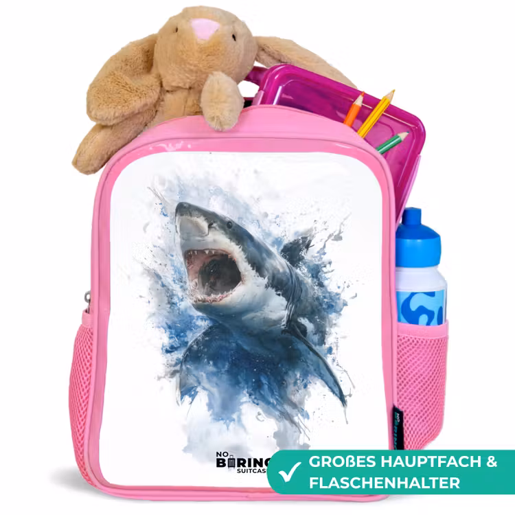 Kinderrucksack - Rosa - Aanvallende haai in waterverf — 3