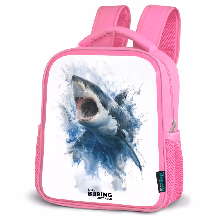 Kinderrucksack - Rosa - Aanvallende haai in waterverf — 4