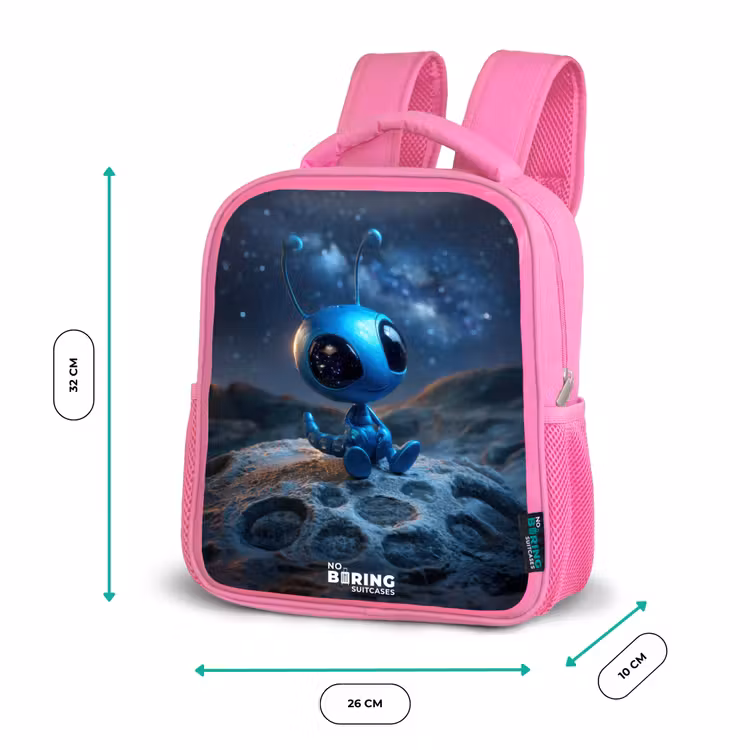 Kinderrucksack - Rosa - Blauw buitenaards wezentje onder sterrenhemel — 2